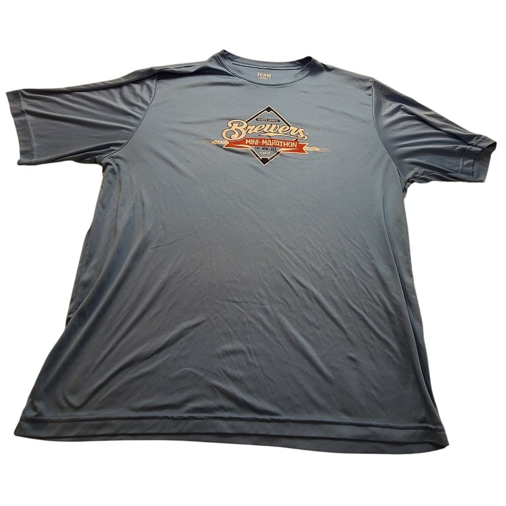 Team 365 Mens 2XL Brewers Mini-Marathon 2019 Performance T-Shirt Blue Athletic‎